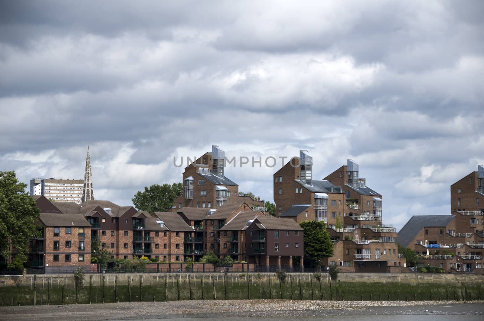 A view of some river side apartments in london