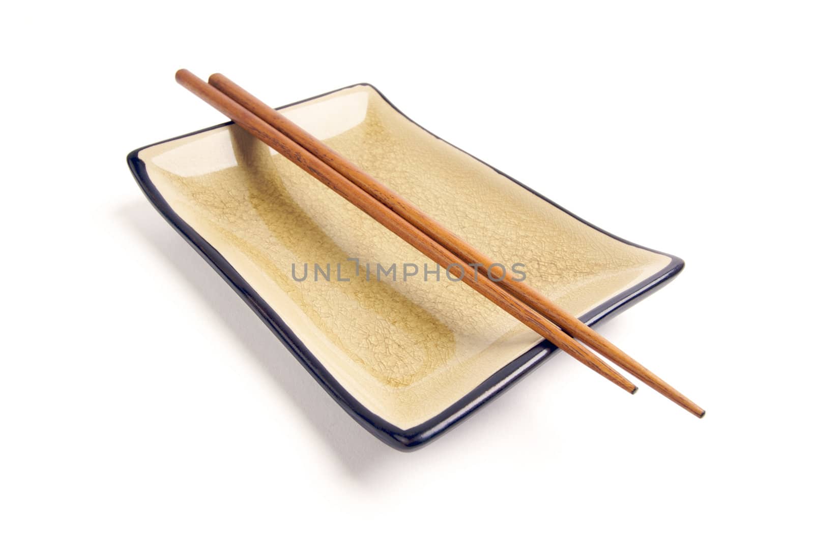 Abstract Chopsticks and Bowl Isolated on a White Background.
