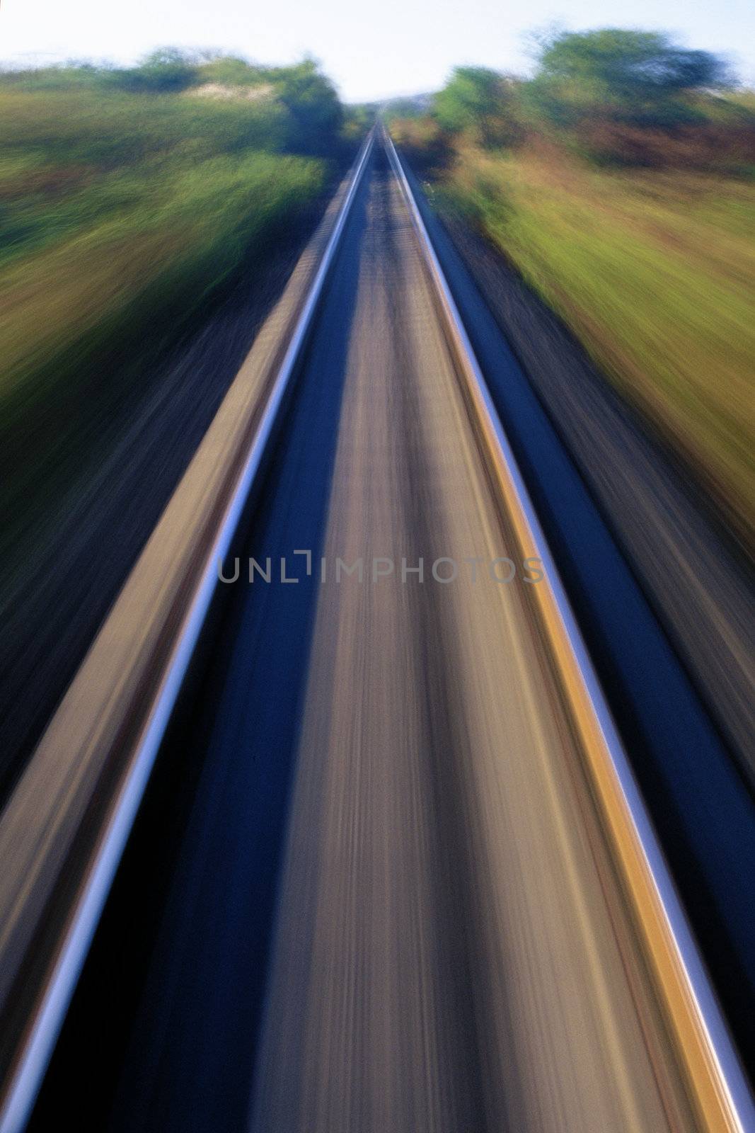 blurred railroad tracks