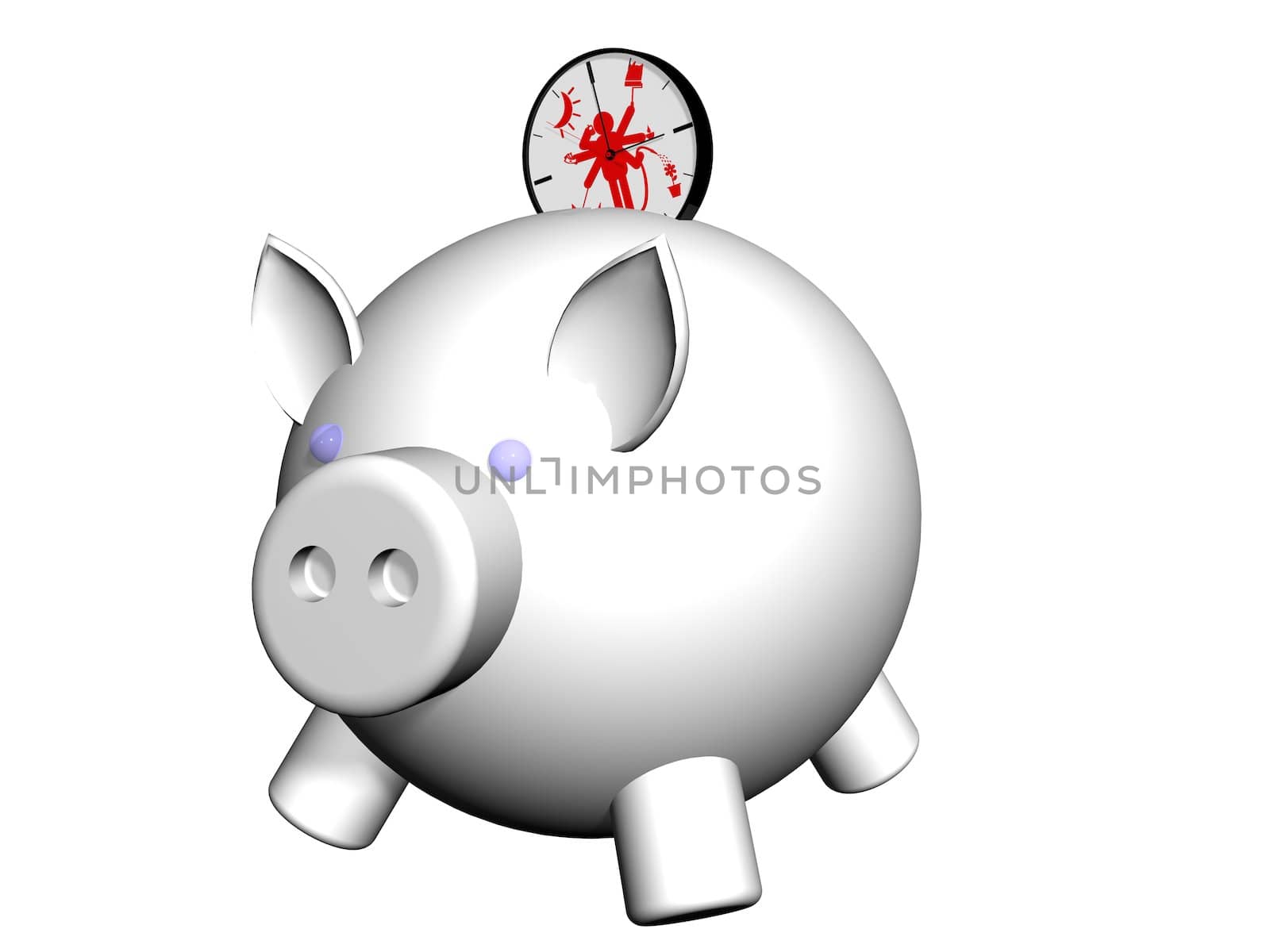 metaphor image of a piggybank whit clock coin