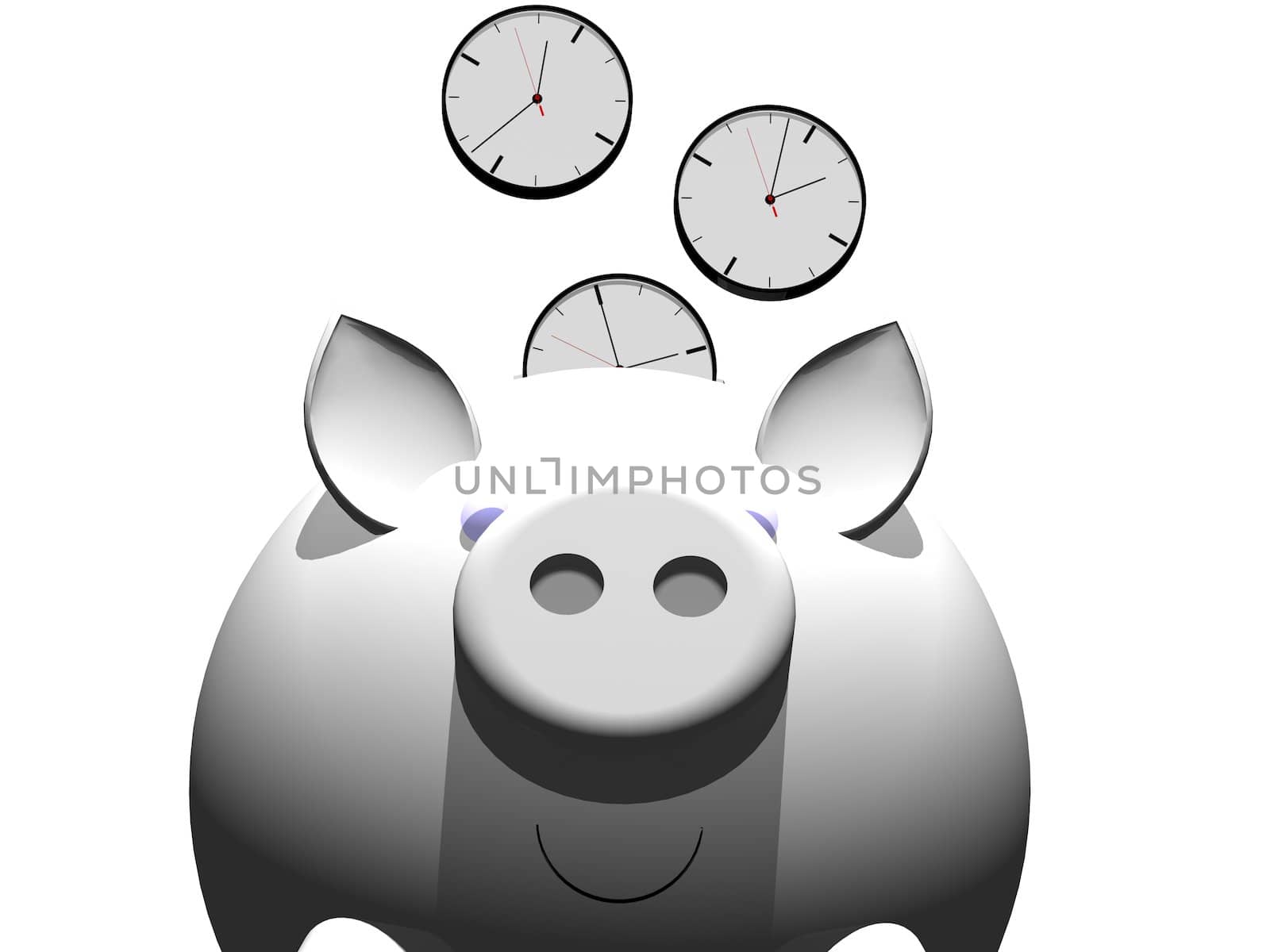 metaphor image of a piggybank whit clock coin