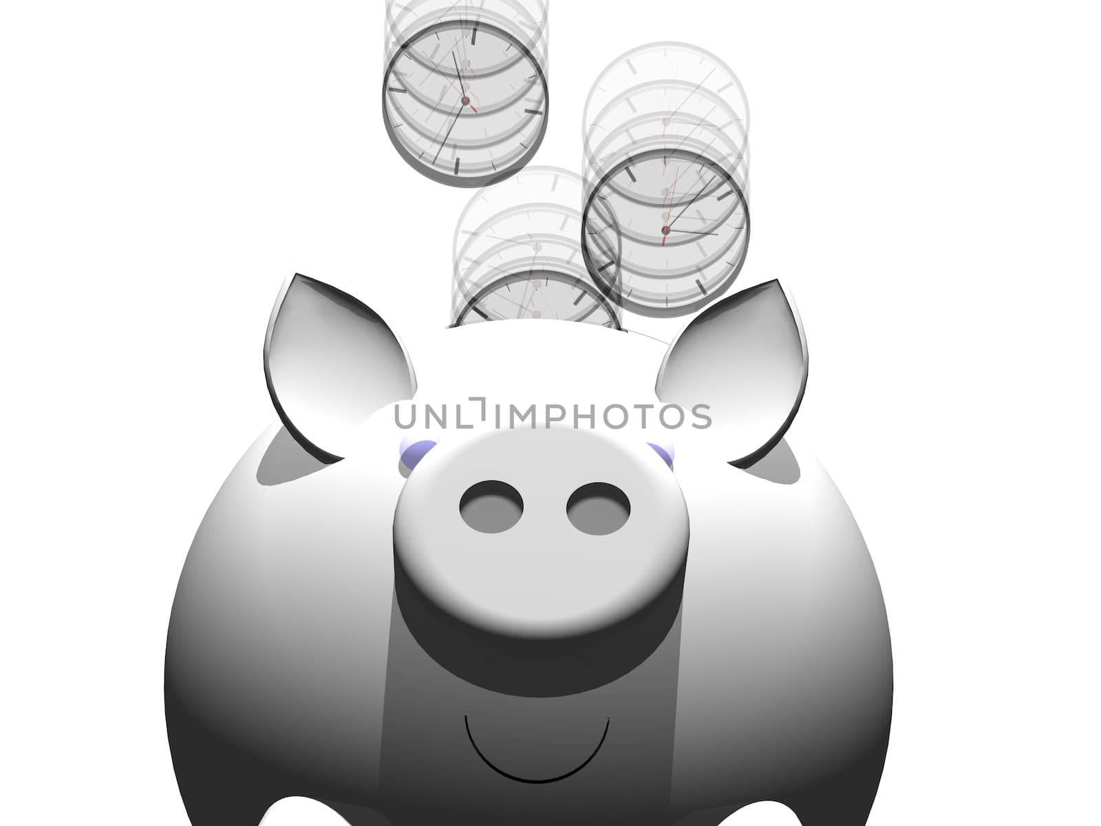 metaphor image of a piggybank whit clock coin