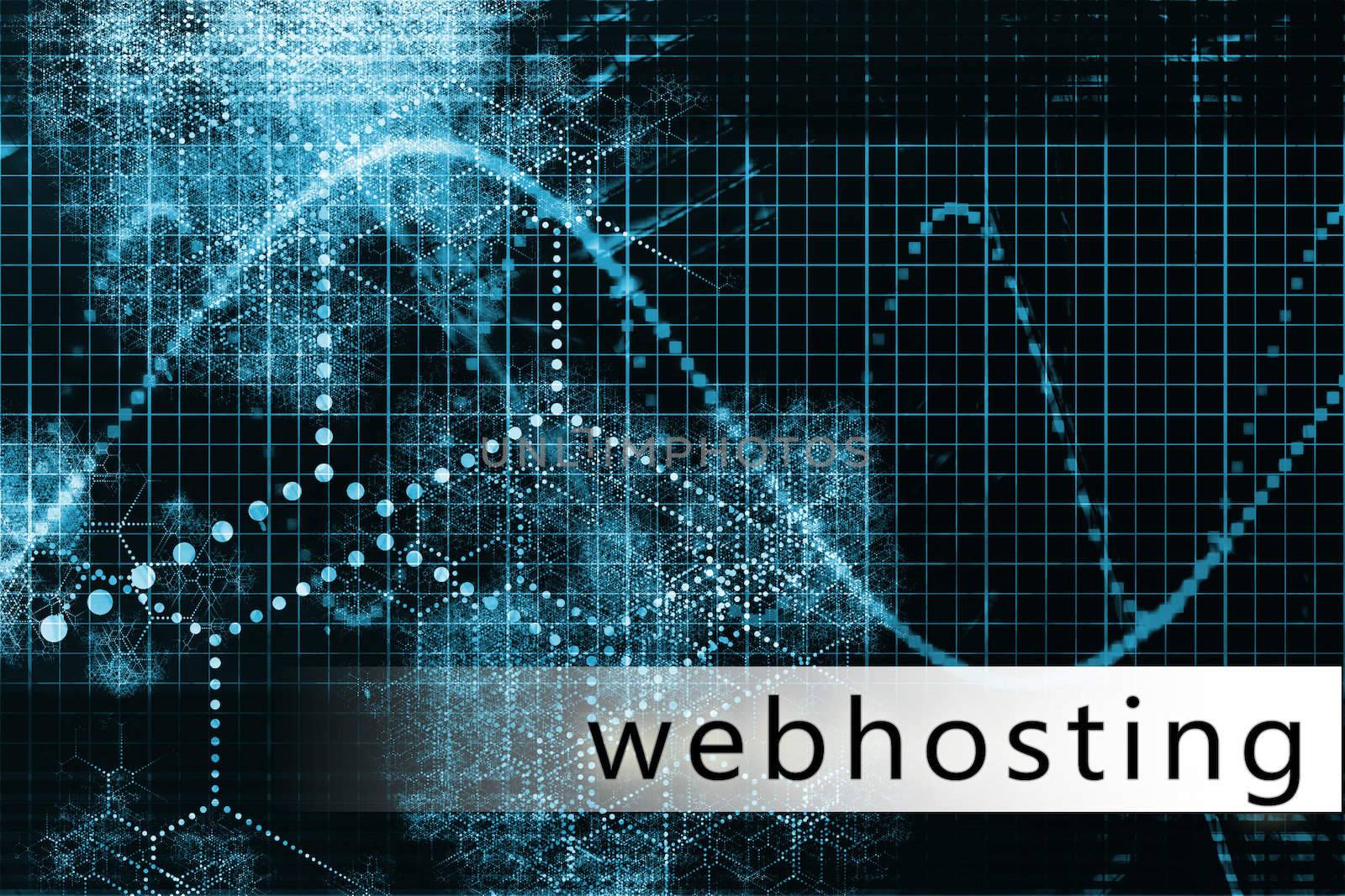 Webhosting in a Blue Data Background Illustration