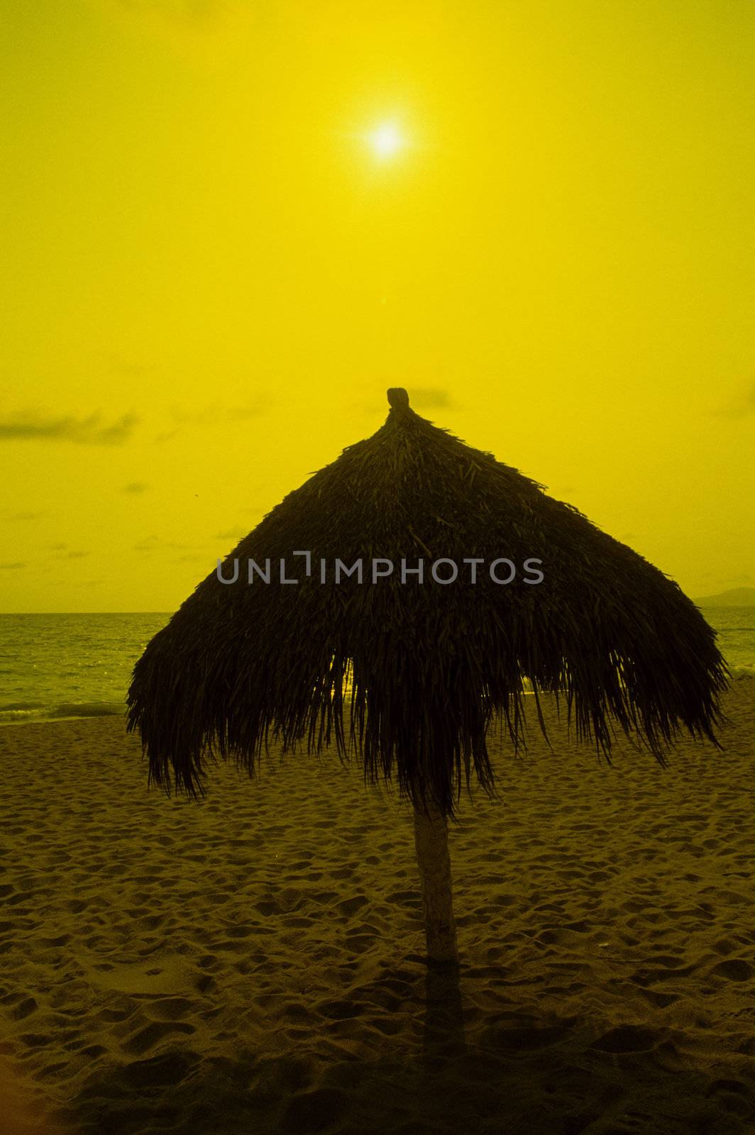 grass umbrella Cancun Mexico by hotflash2001