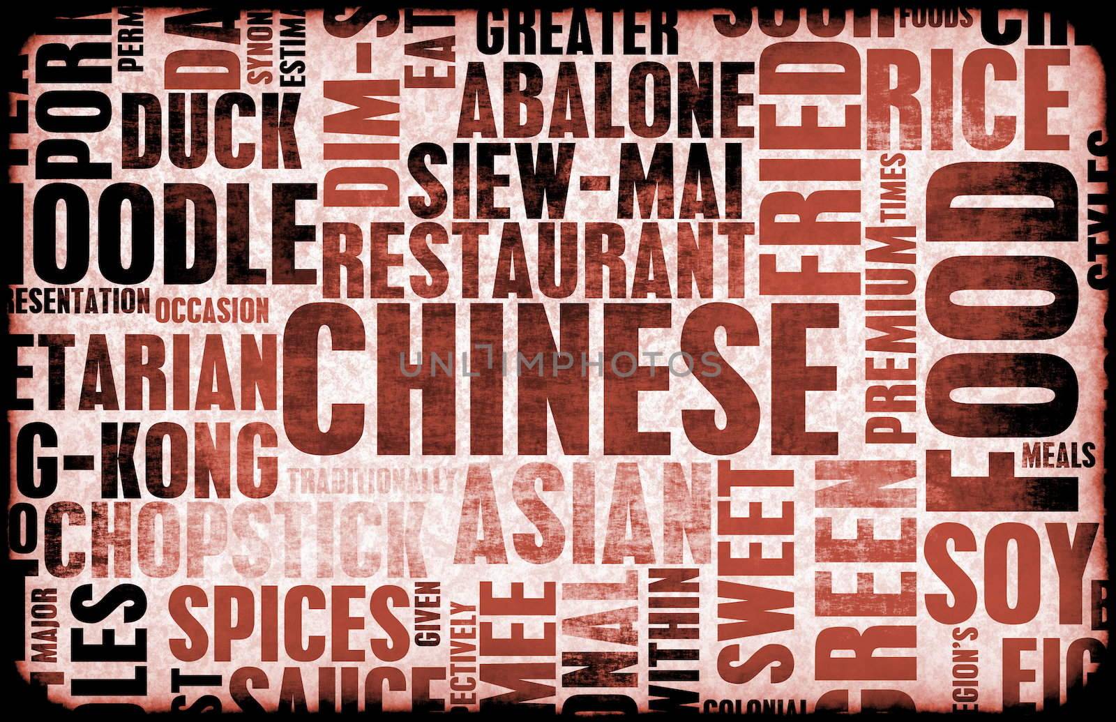 Chinese Food Menu Art Background in Grunge