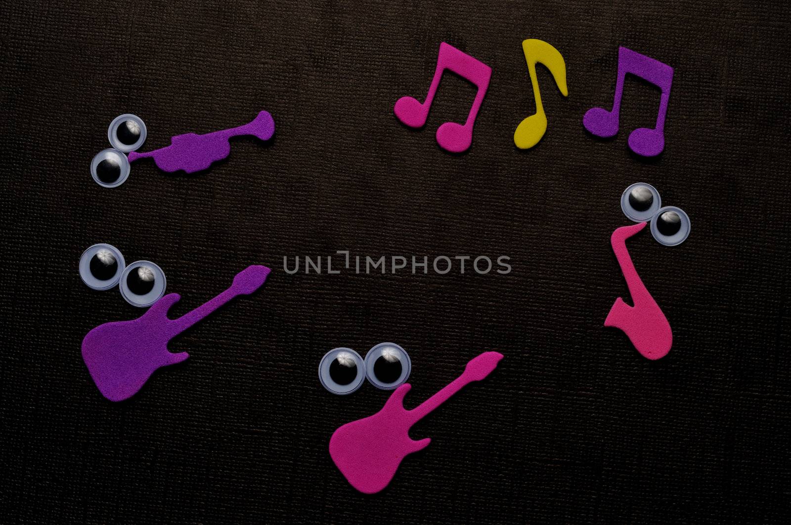black texture background with fun shapes and room for yout test