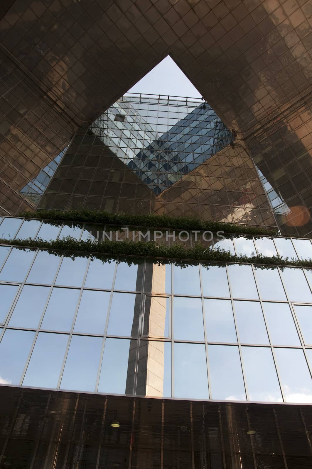 A view from under an office building in London