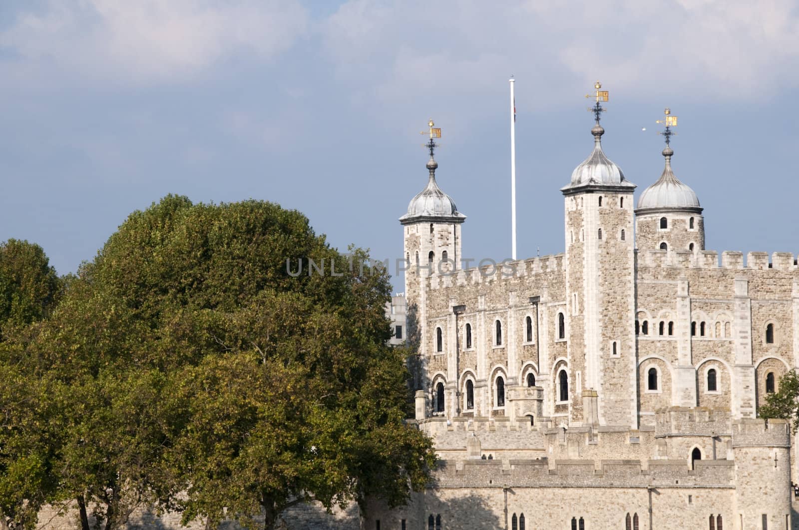 A view of the Tower of London from across the river Thames