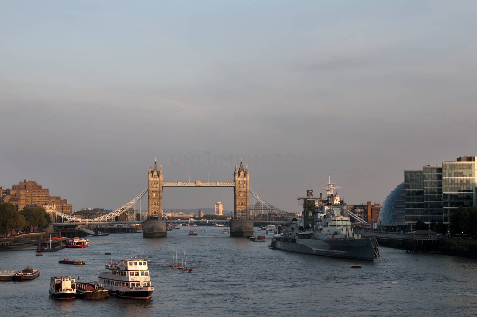 A view of Tower bridge and the river Thamse in London