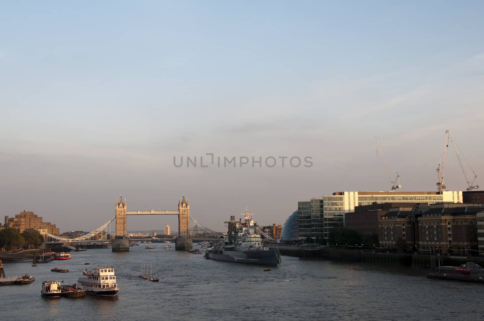 A view of Tower bridge and the river Thames in London