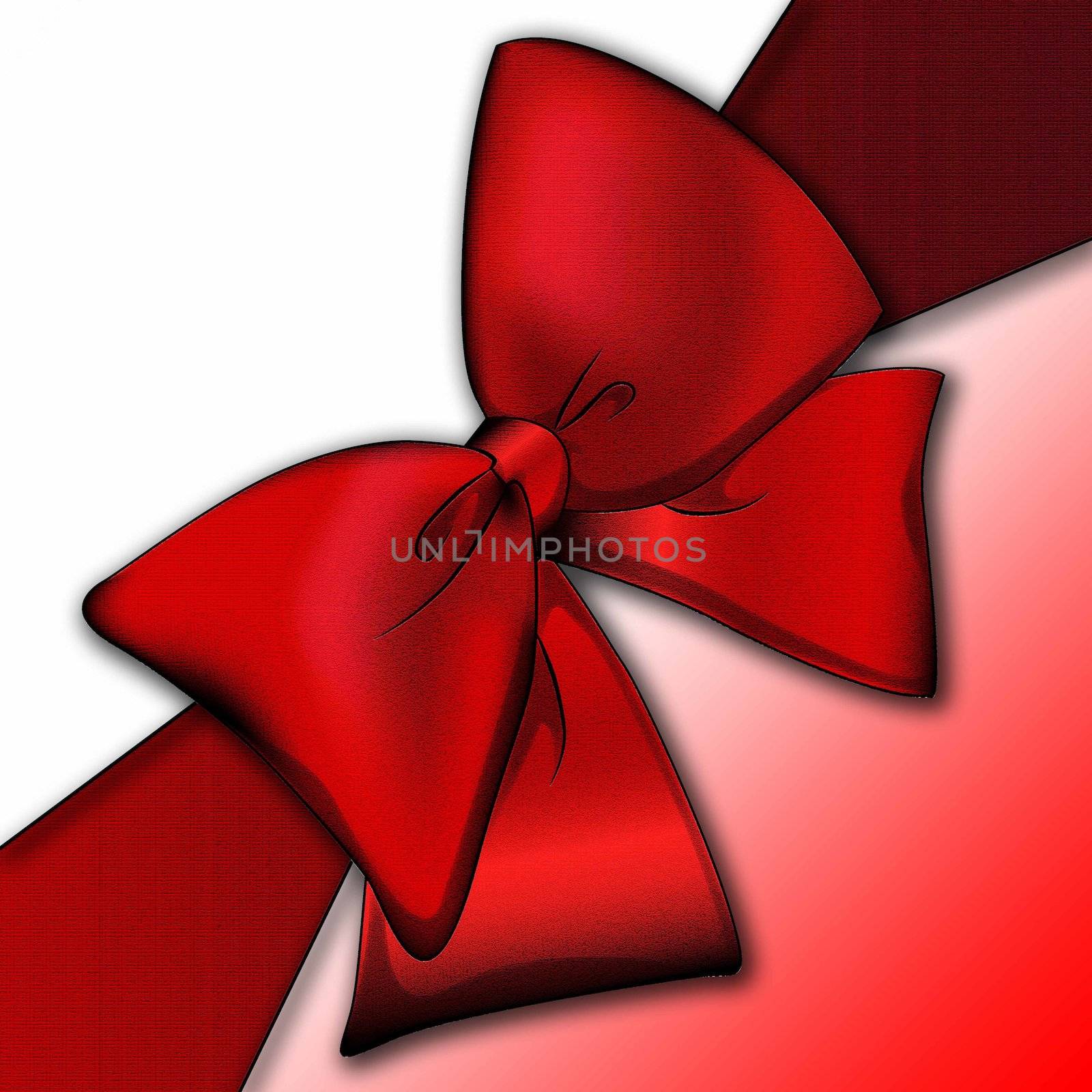 Illustration present's decoration with red bow