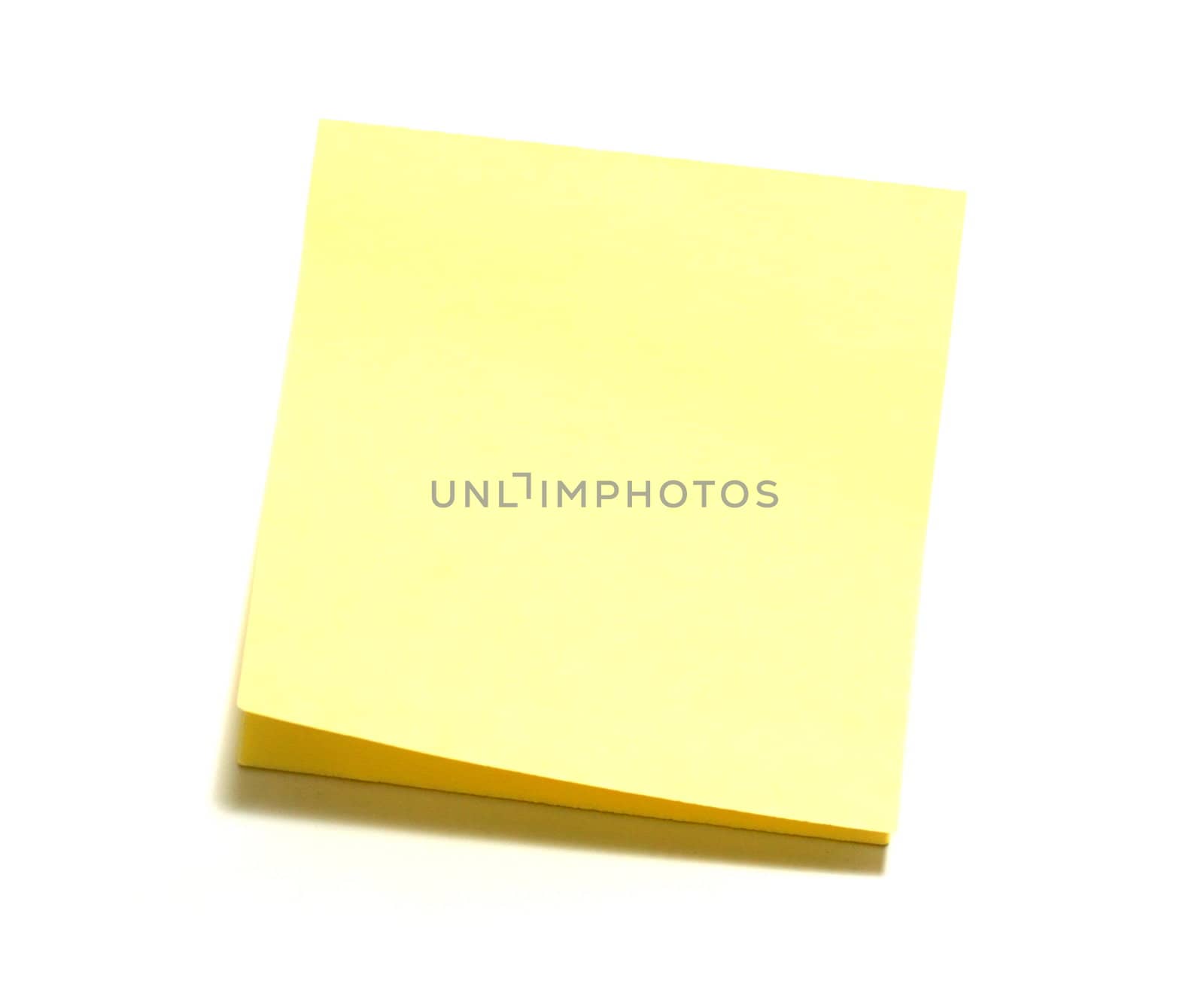 Yellow note paper on a on a white background