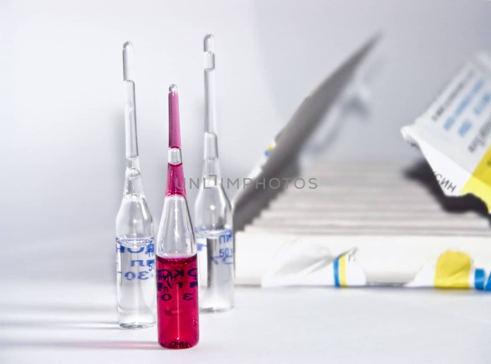 The image of ampoules on a white background