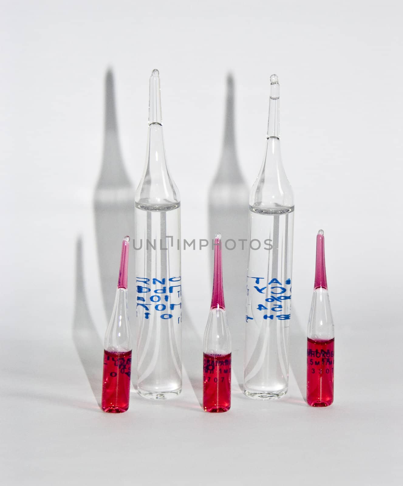 The image of ampoules on a white background