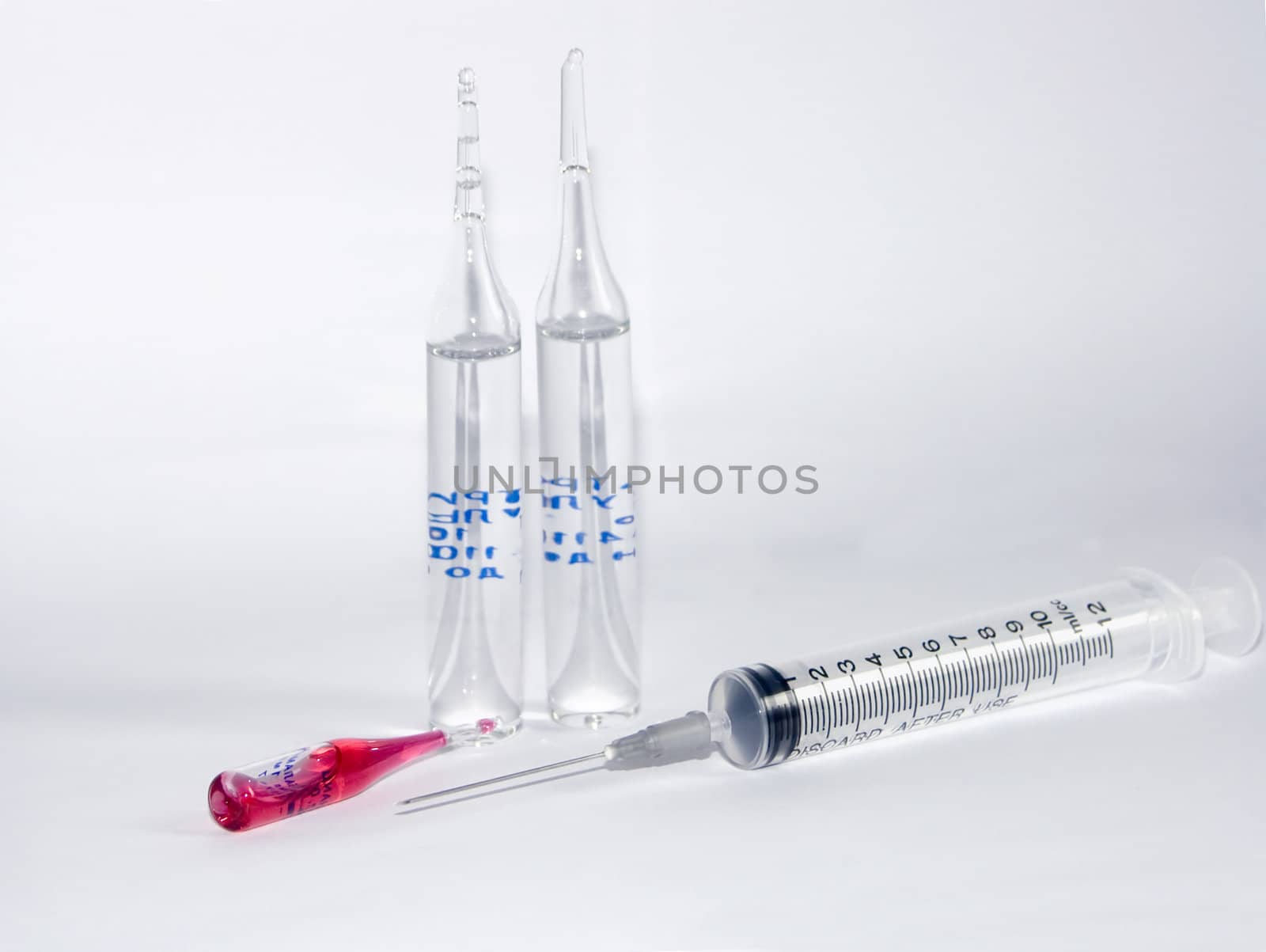 The image of ampoules on a white background