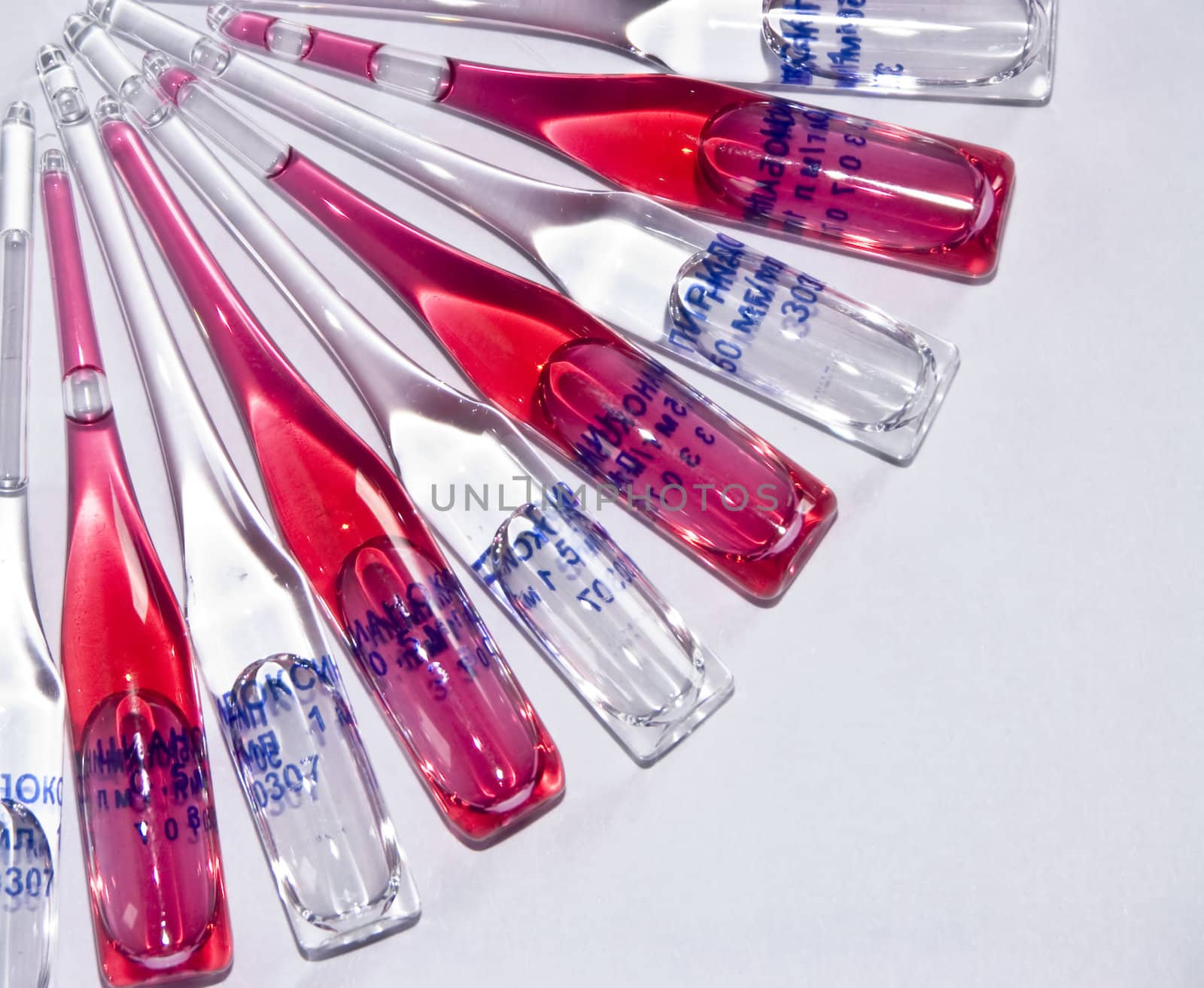 The image of ampoules on a white background