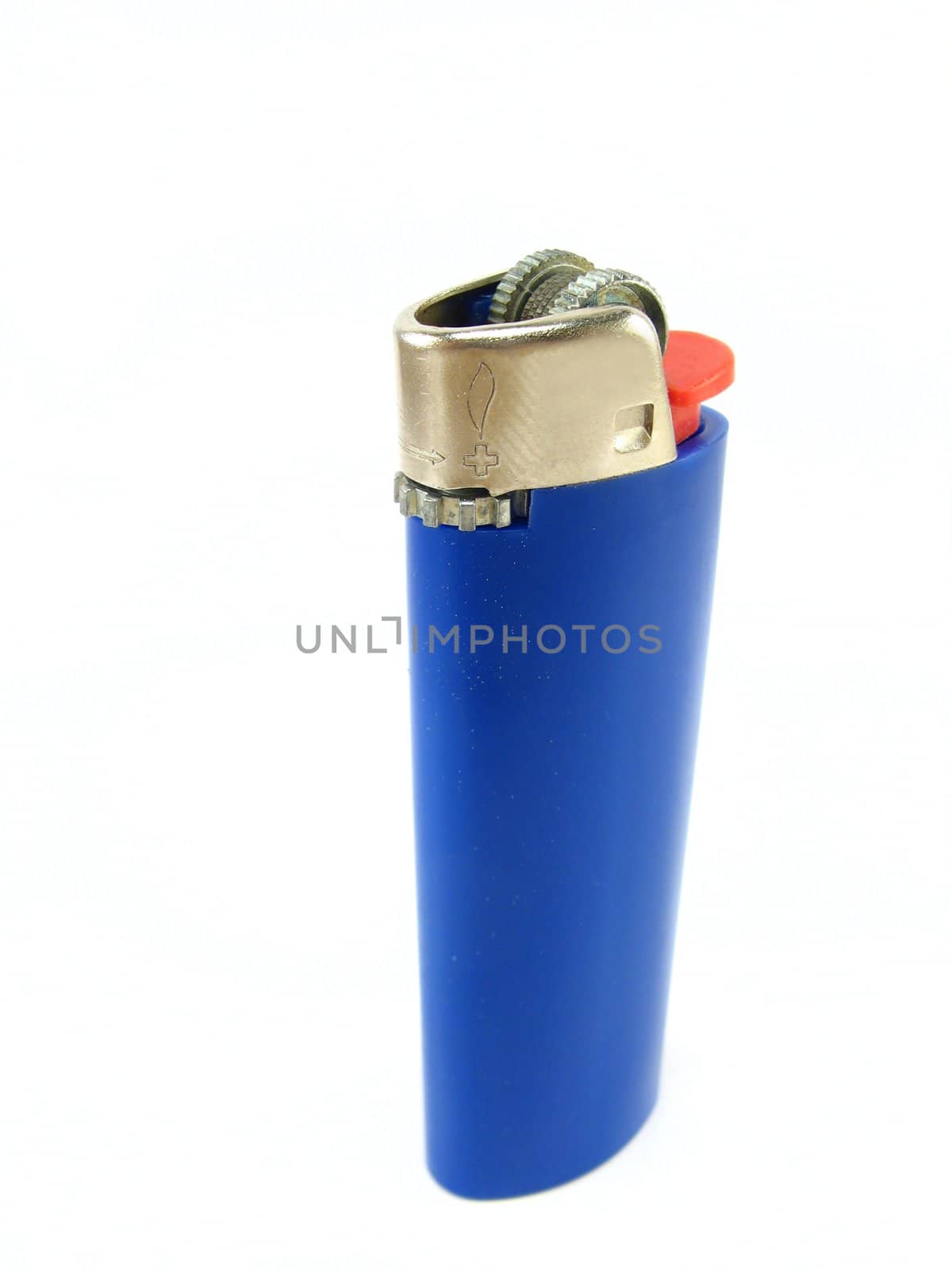 a blue lighter on a white background