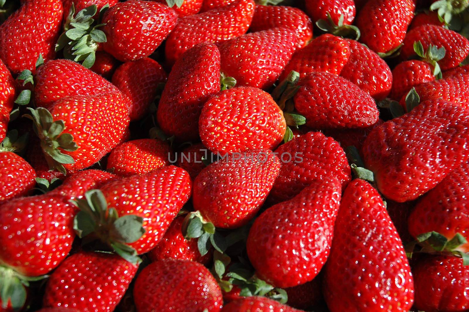 close up to strawberries as background
