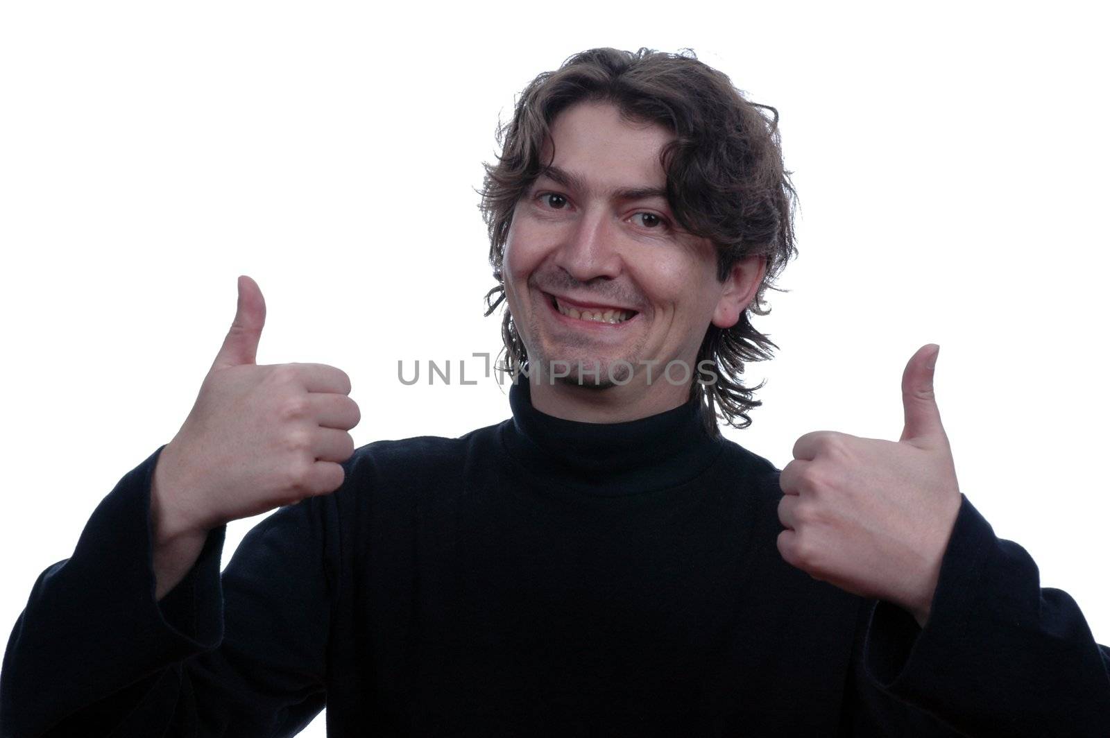 happy man thumb up isolated over white