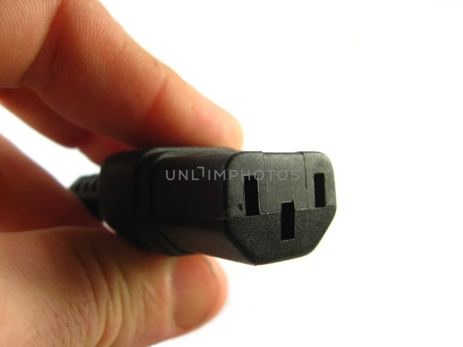 close-up of power plug over a white background