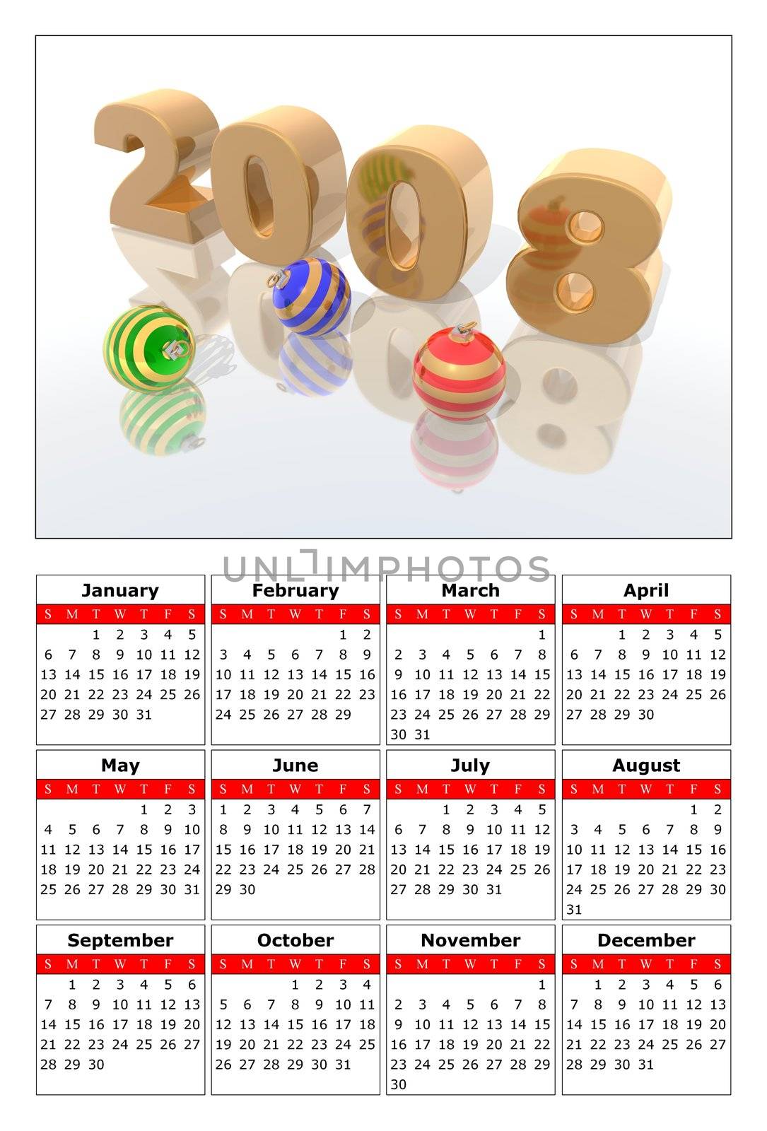 a new calendar to celebrate the new year 2008