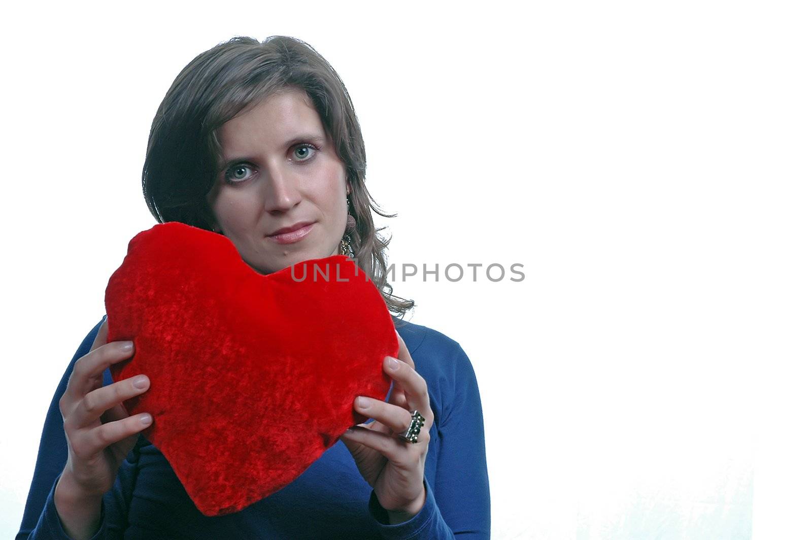 young woman holding heart of valentine day