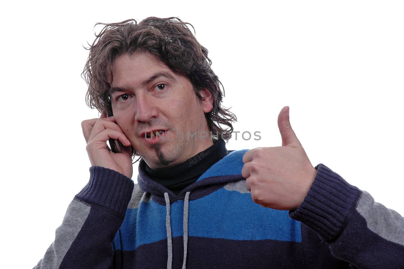 young casual man portrait in a white background