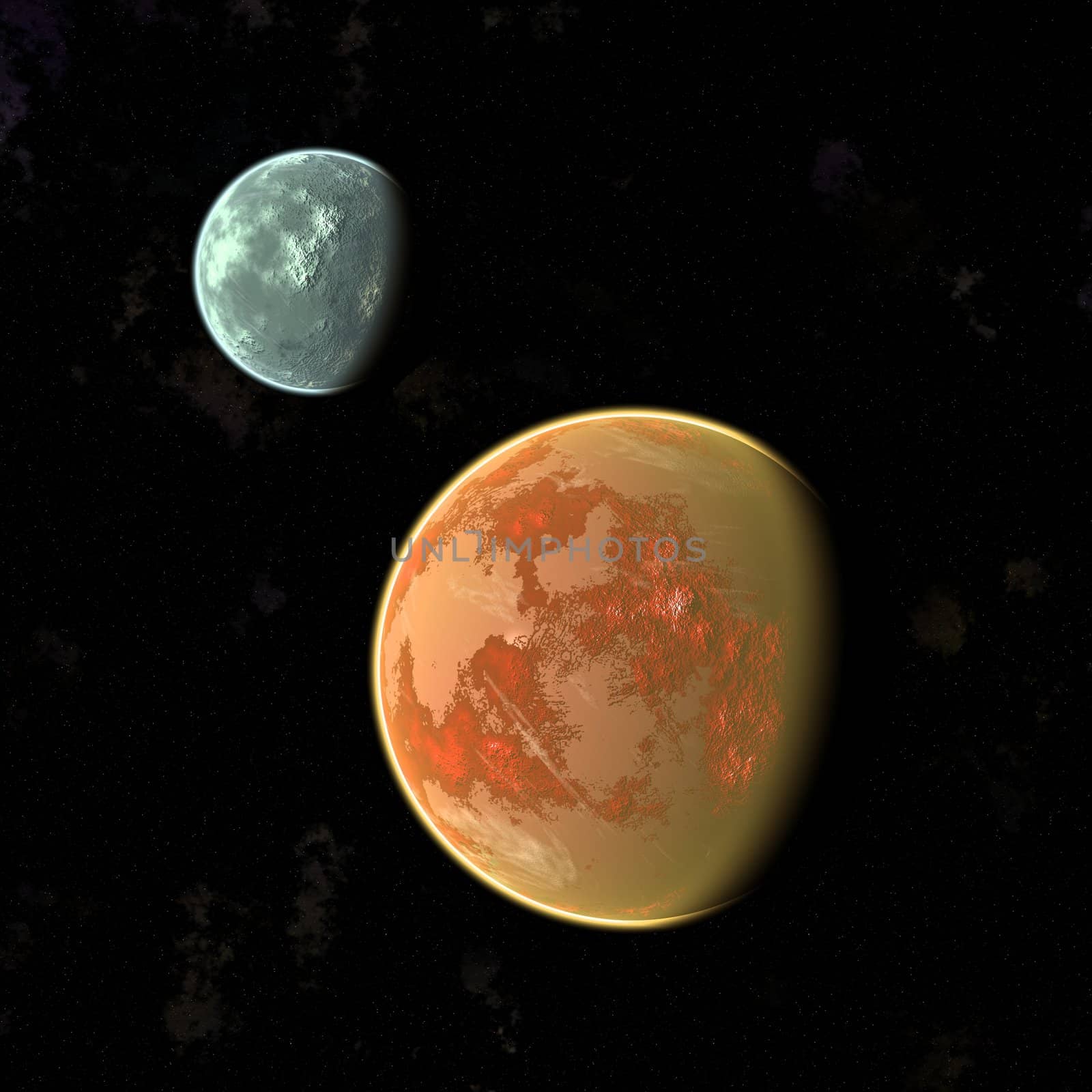 an image of two planets in the space