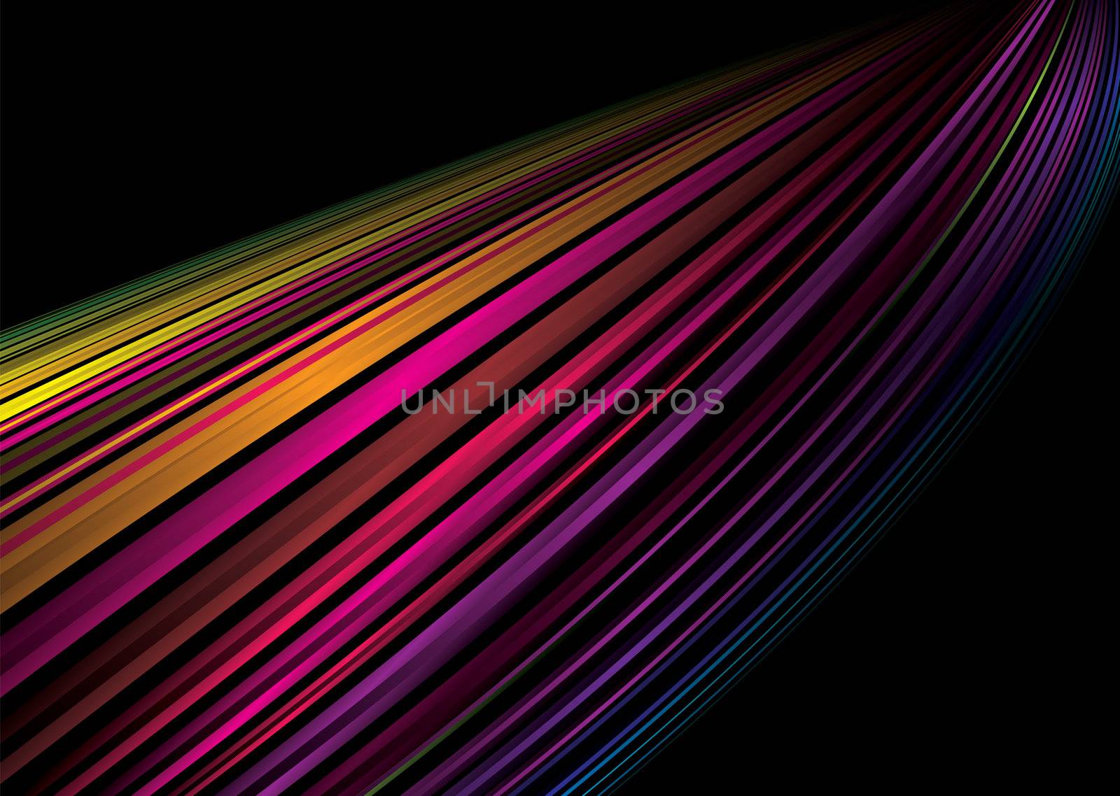 Abstract illustrated rainbow background with a black backdrop