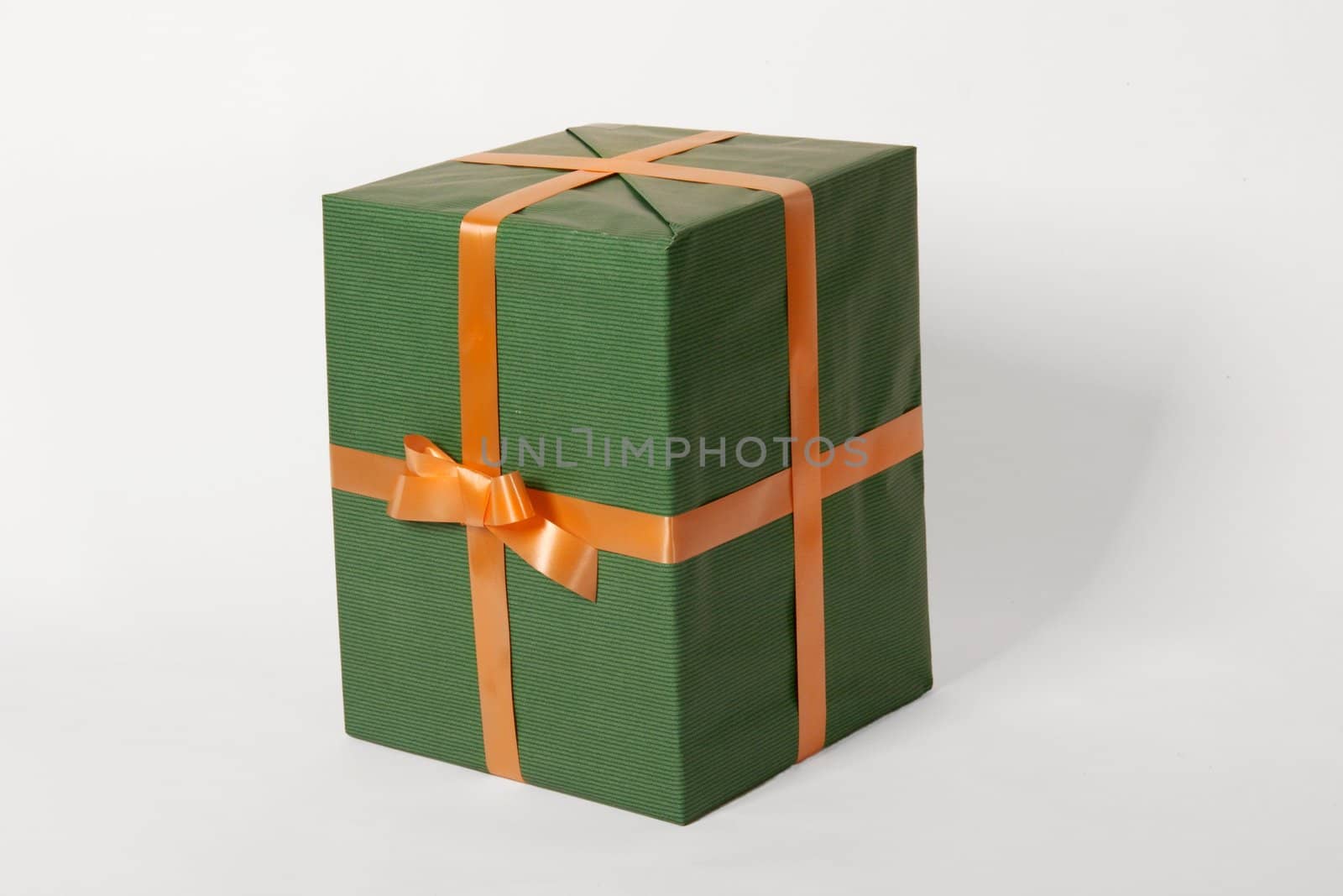 green present and orange ribbon