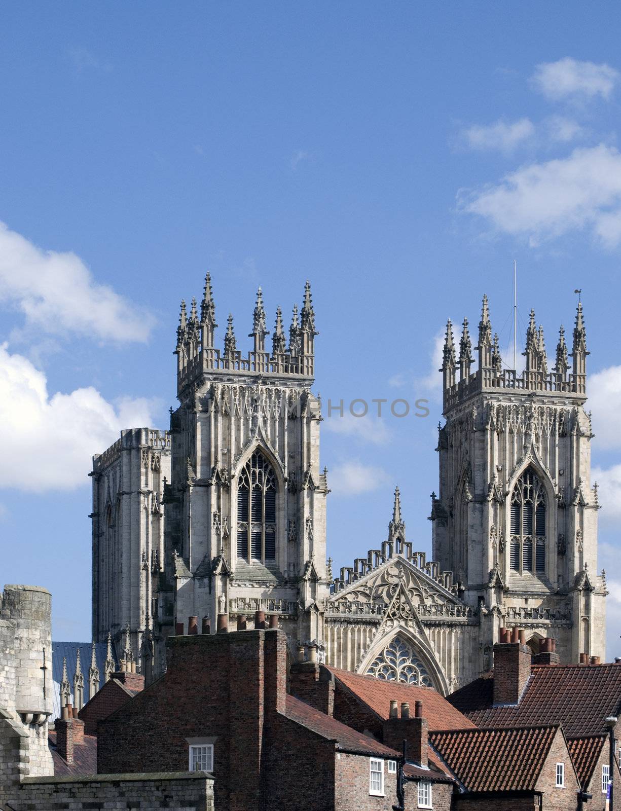View of York Minster with houses in foreground