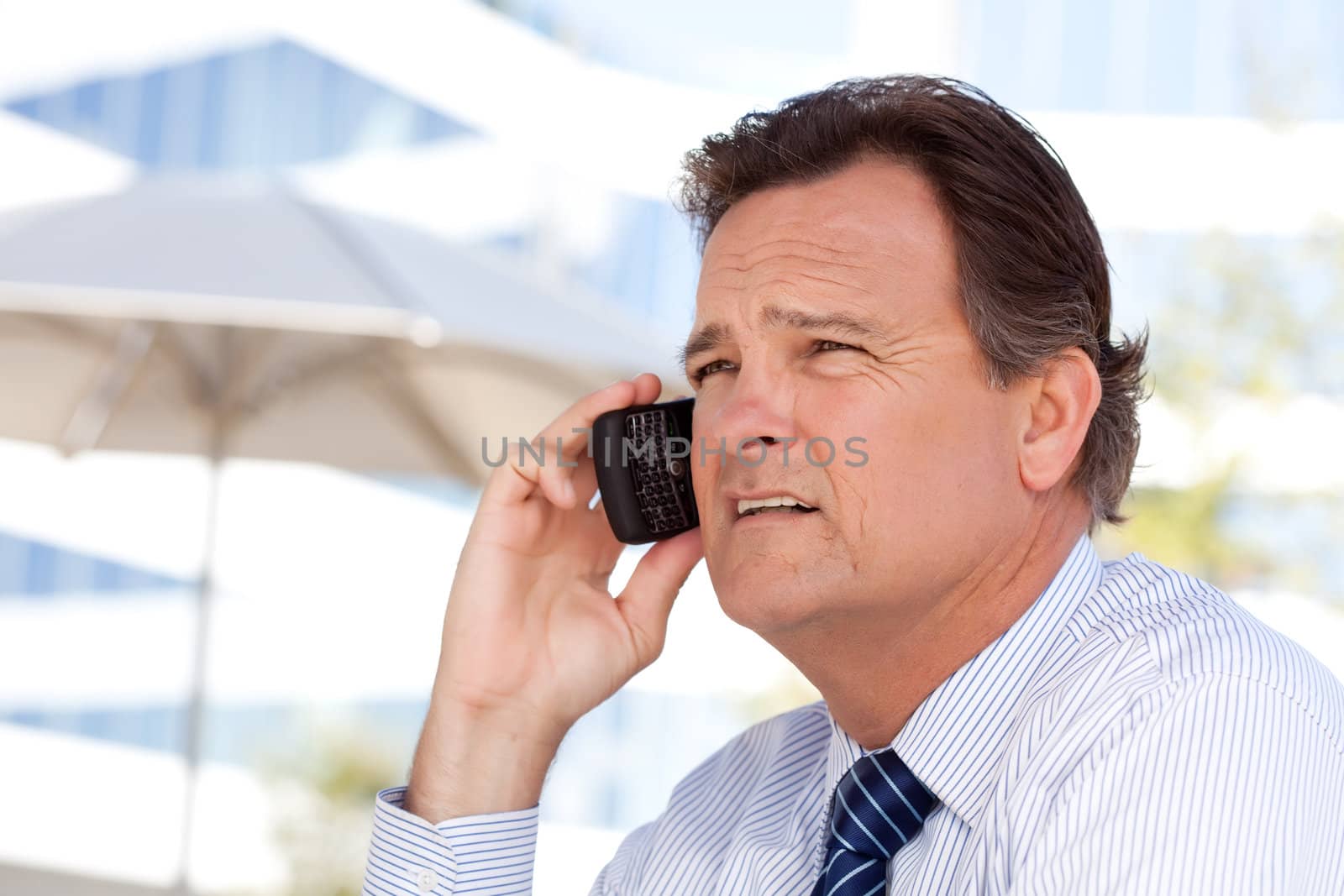 Businessman Smiles as He Talks on His Cell Phone by Feverpitched