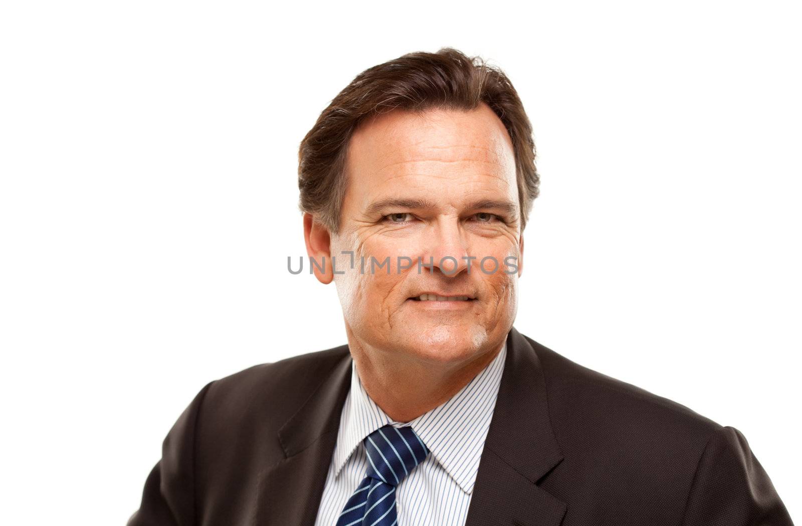 Handsome Businessman Smiling in Suit and Tie Isolated on a White Background.