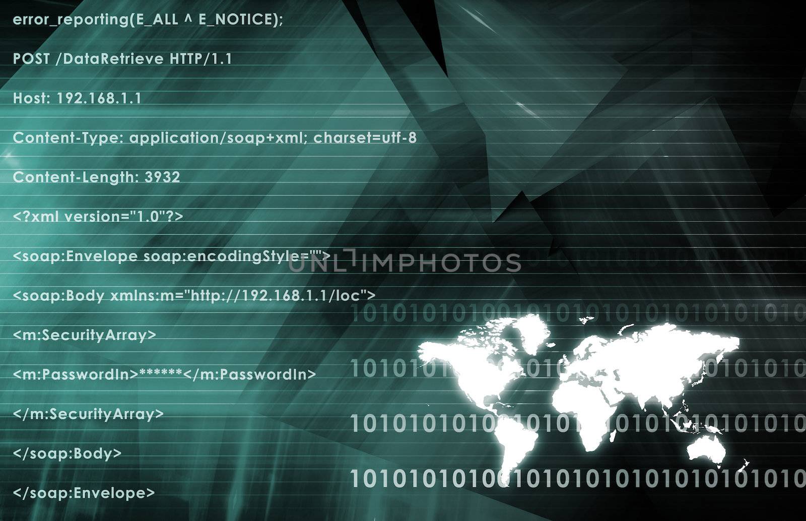 Global Business System on a Blue Background