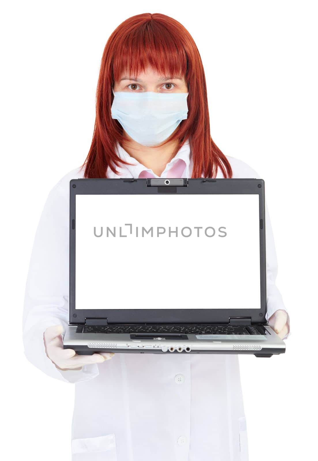 Woman - doctor shows a computer screen by pzaxe