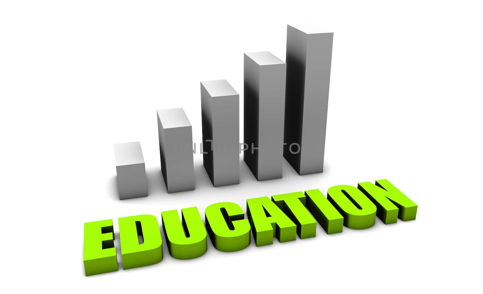 Green Education Increasing in 3d With Bar Graph