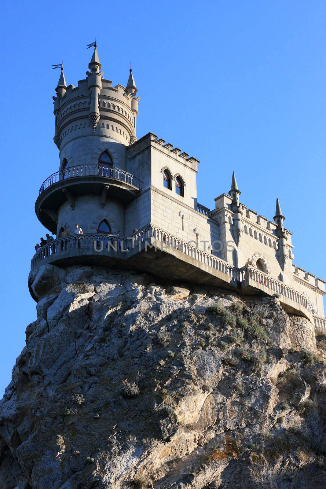 castle, precipice, steep, mountain, crimea, area, tower, architecture, rock, breakage, stone, restaurant, viewing, platform, coast