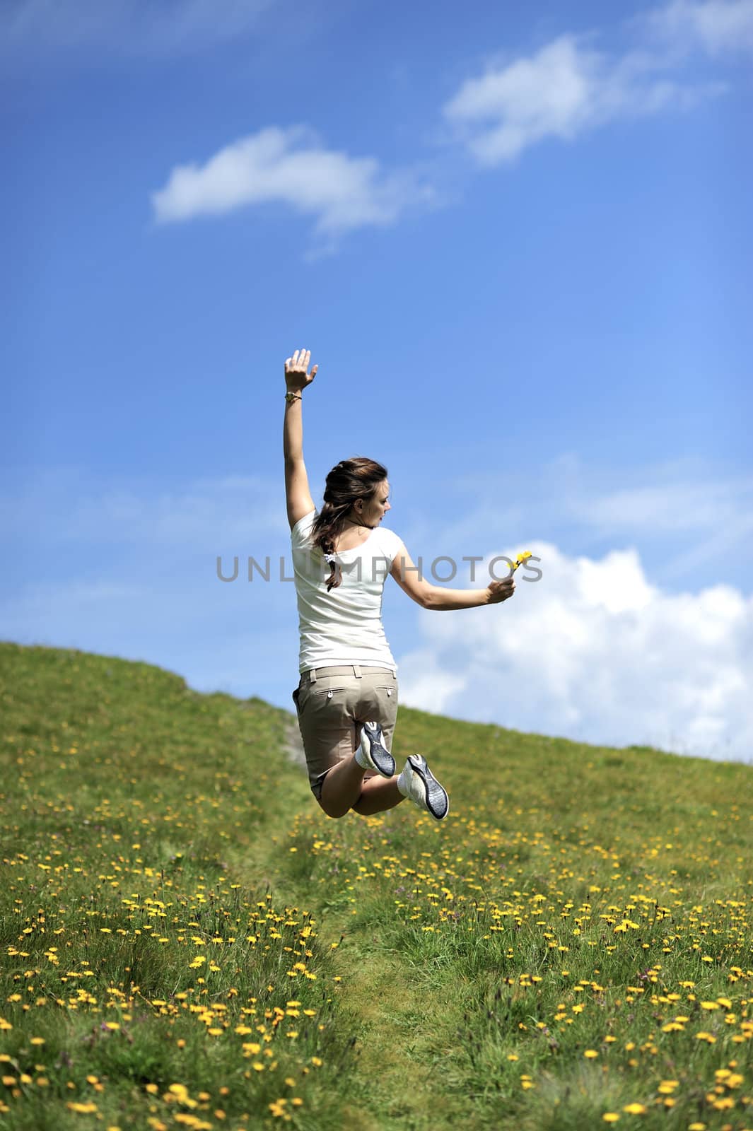 Woman enjoying her countryside holiday