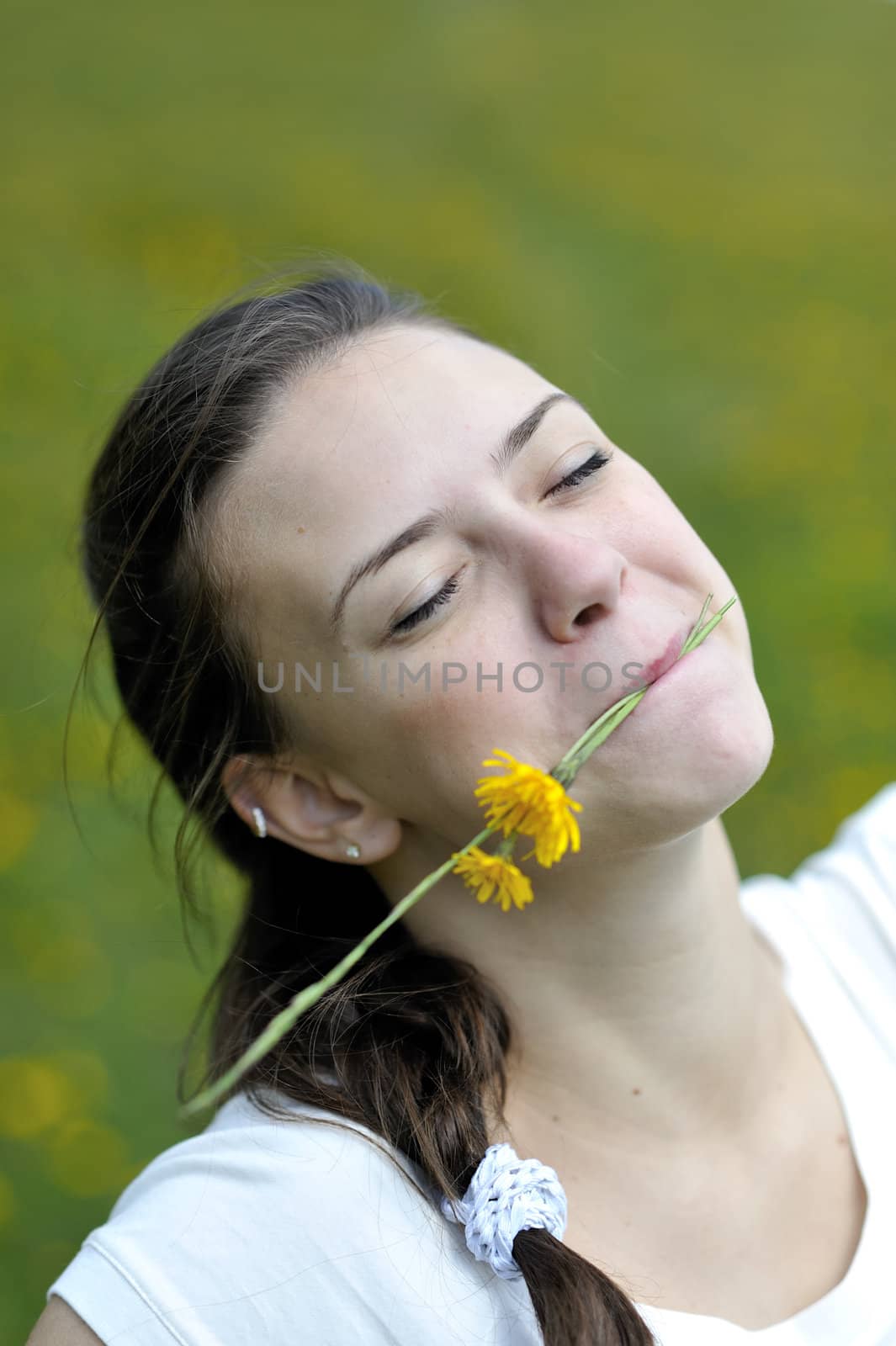 Woman enjoying her countryside holiday