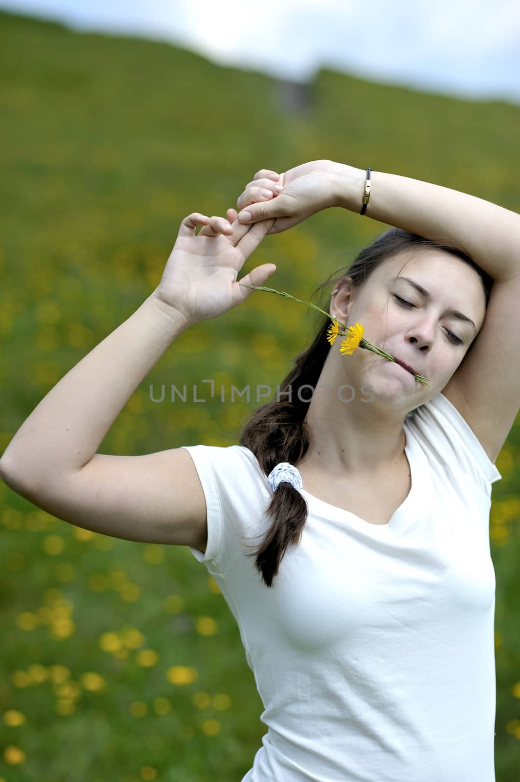 Woman enjoying her countryside holiday