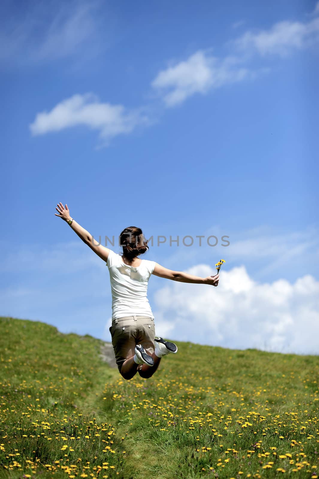 Woman enjoying her countryside holiday