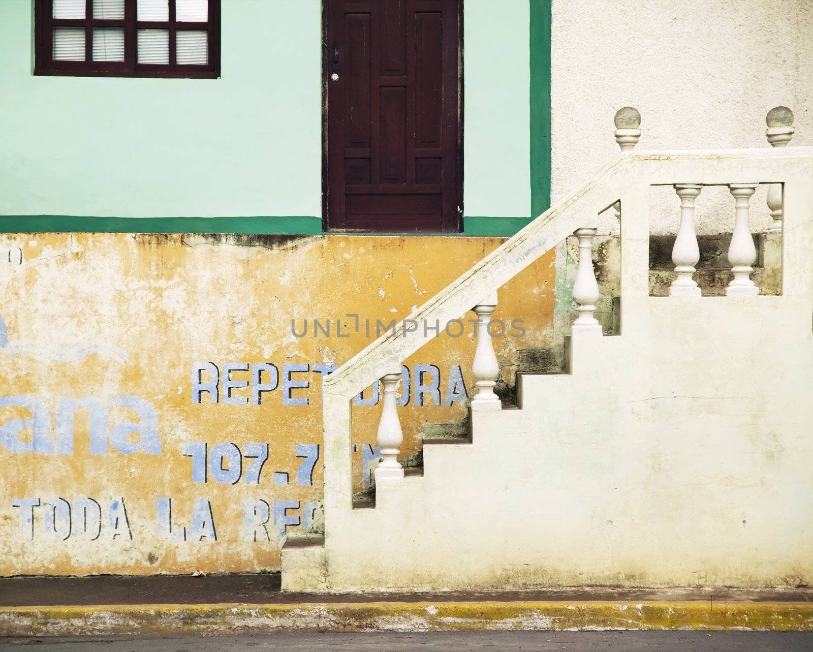Stairs leading up from the street in Granada Nicaragua