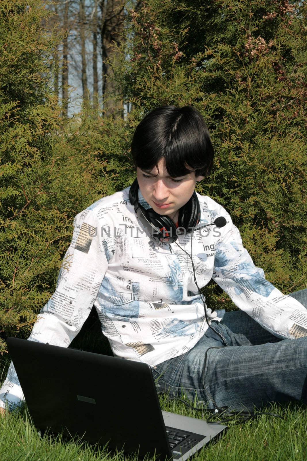 Closer view of a student and computer