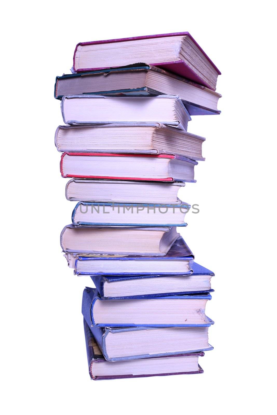 Tall stack of books