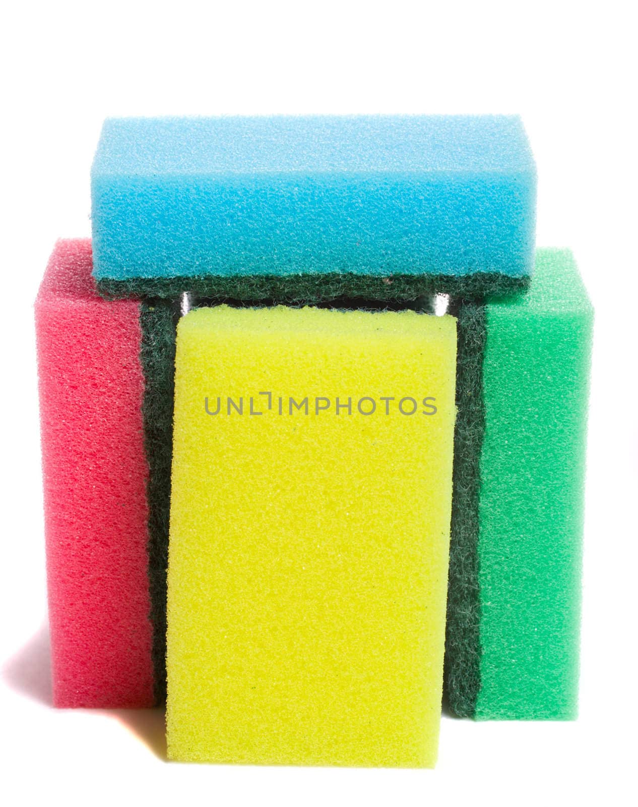 colored sponges, isolated on white