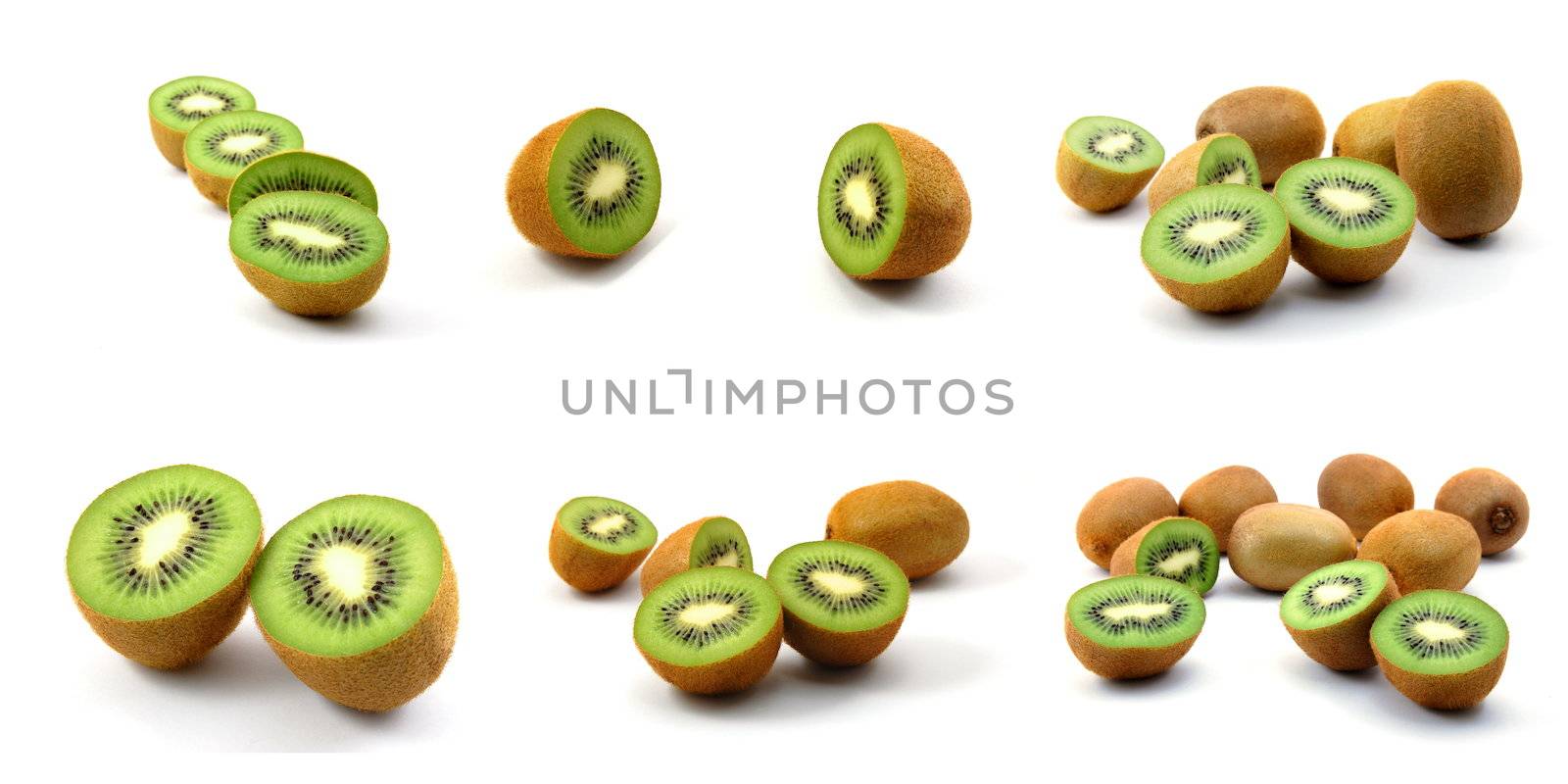 kiwi fruit food collection isolated on white background