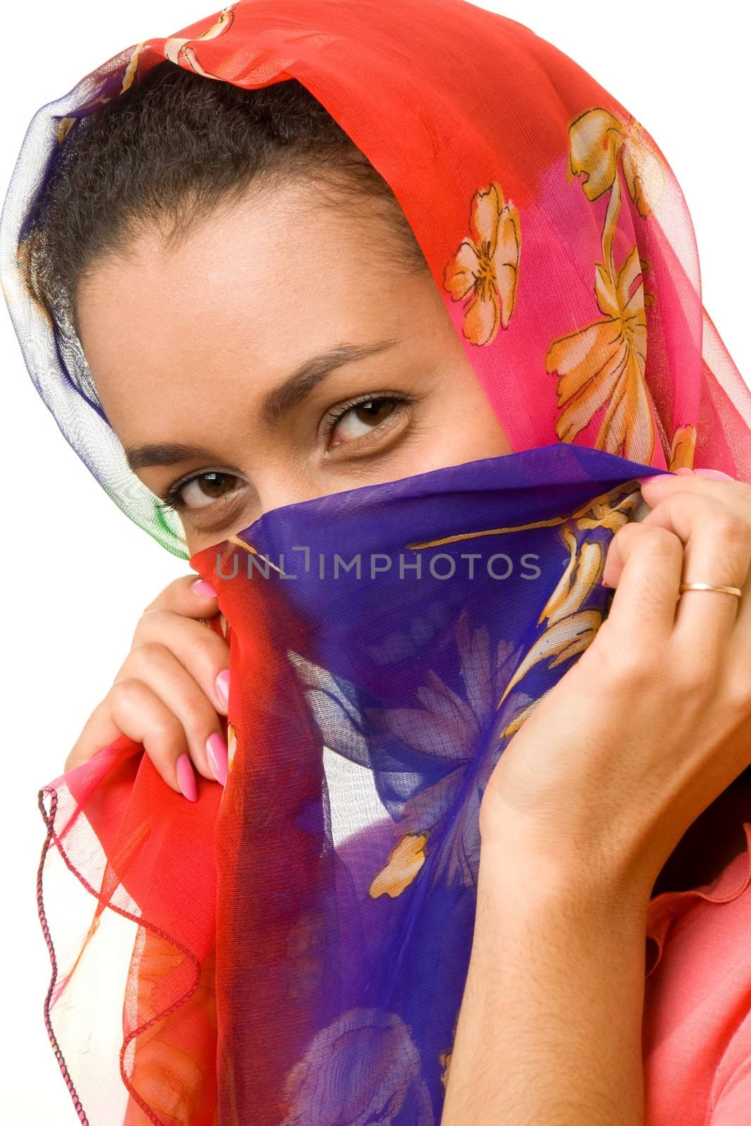 beautiful woman in a scarf by stepanov