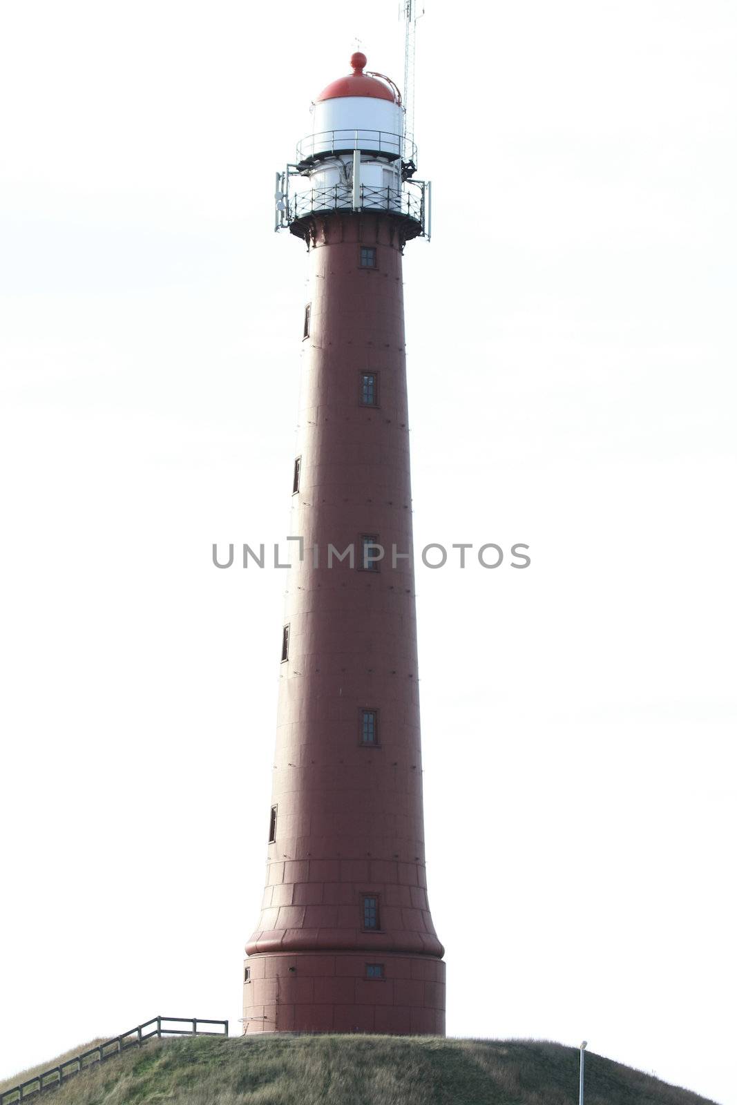 A vintage steel lighthouse in IJmuiden, the Netherlands, built 1878