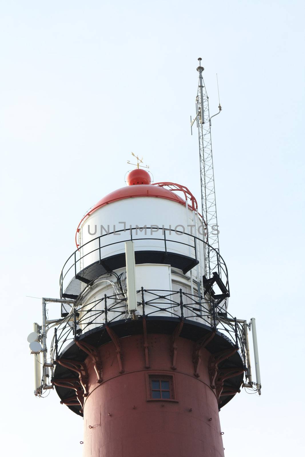 A vintage steel lighthouse in IJmuiden, the Netherlands, built 1878