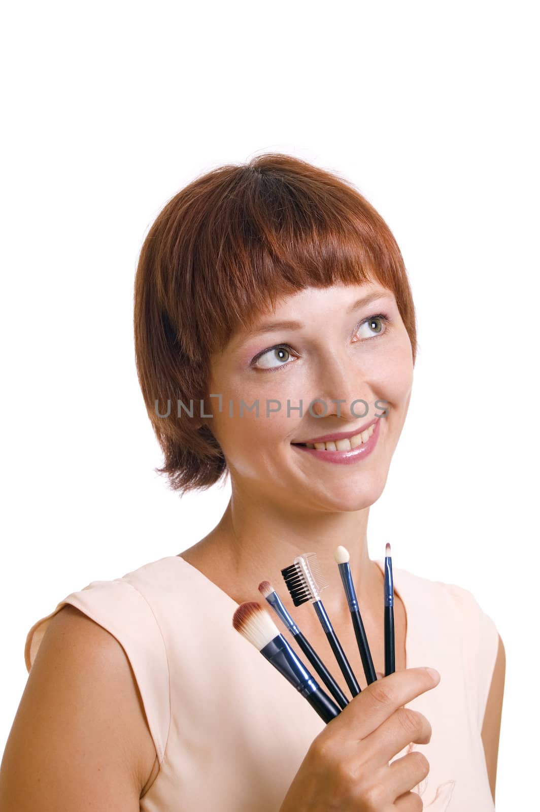 Young woman with a brushes for a make-up. by shalunishka